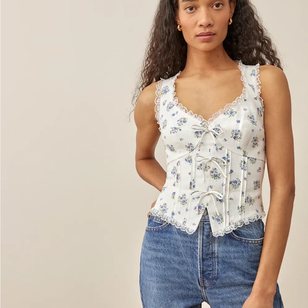 Reformation Brenda Linen Top